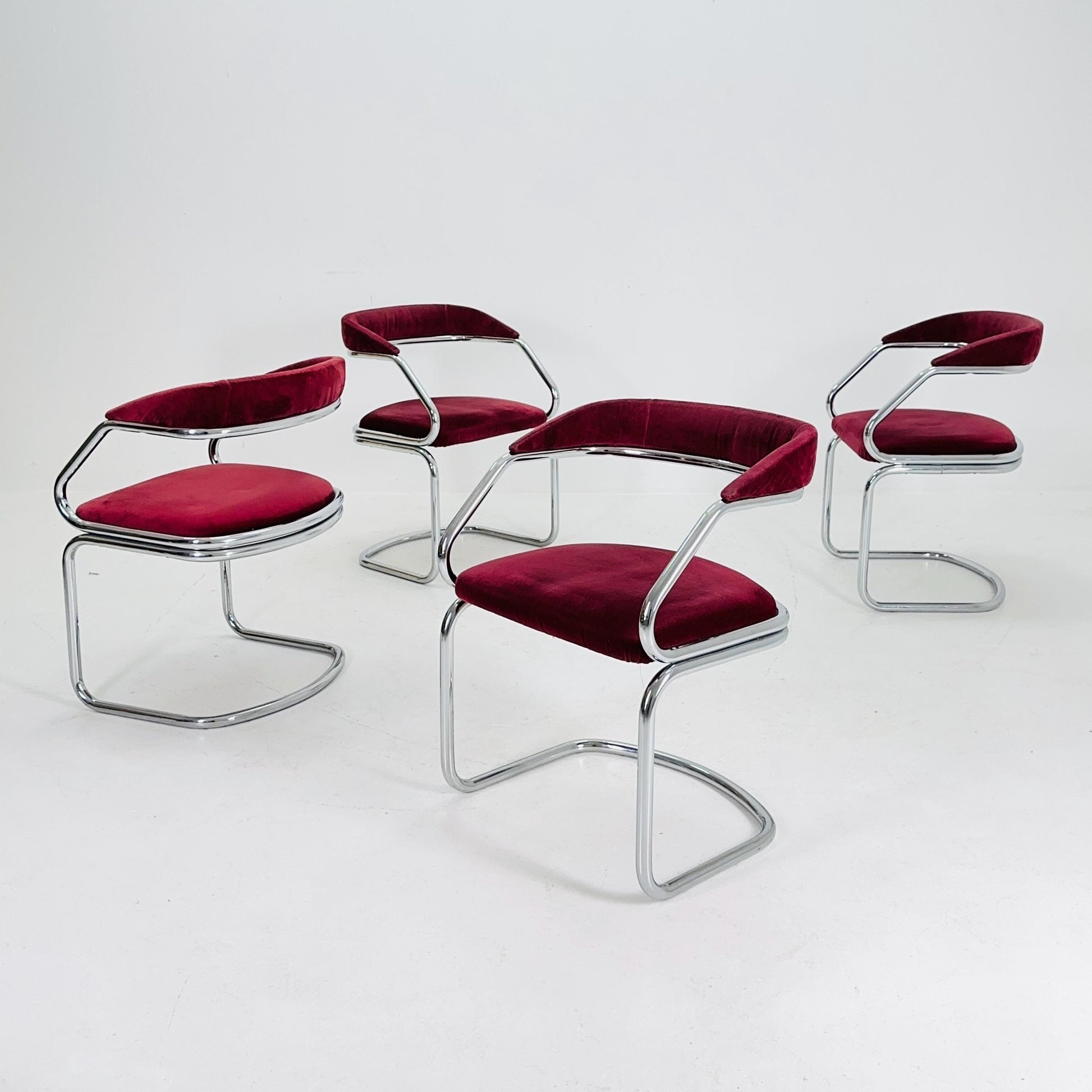 Set of 4 Mid Century Dining table armchairs by Giotto Stoppino, Italy, 1970s