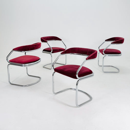 Set of 4 Mid Century Dining table armchairs by Giotto Stoppino, Italy, 1970s