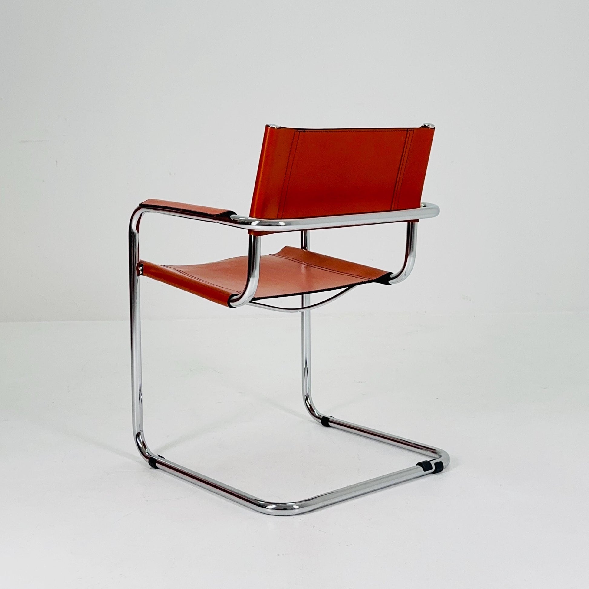 1 of 7 chairs Model MG5 Centro Studio desk chair in cognac by Mart Stam & Marcel Breuer, 1970s Fasem Italy