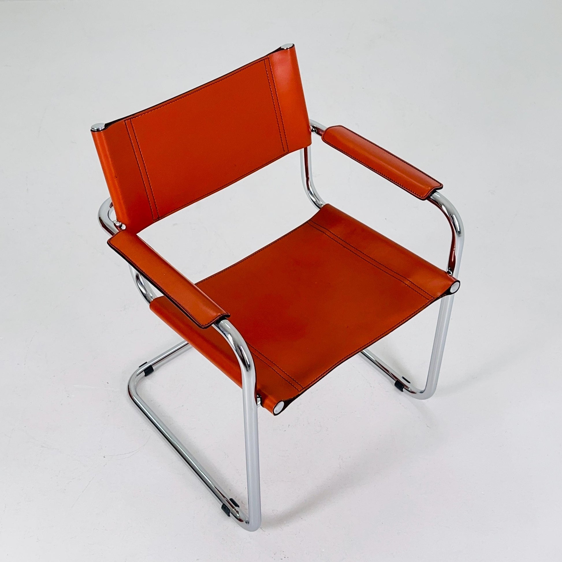 1 of 7 chairs Model MG5 Centro Studio desk chair in cognac by Mart Stam & Marcel Breuer, 1970s Fasem Italy