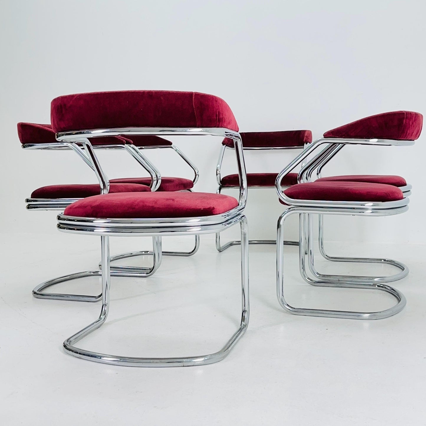 Set of 6 Mid Century Dining table armchairs by Giotto Stoppino, Italy, 1970s