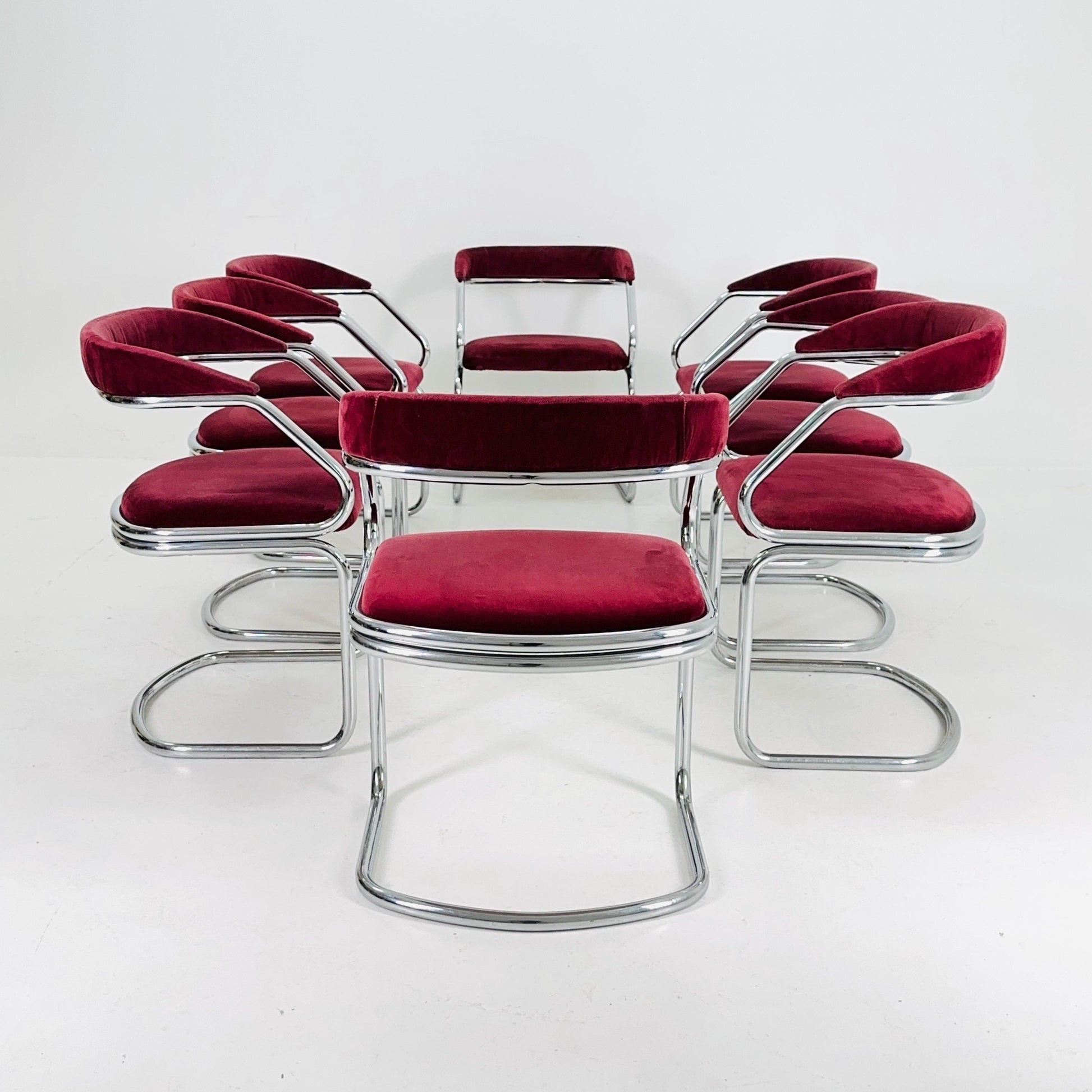1 of 8 Mid Century Dining table armchairs by Giotto Stoppino, Italy, 1970s