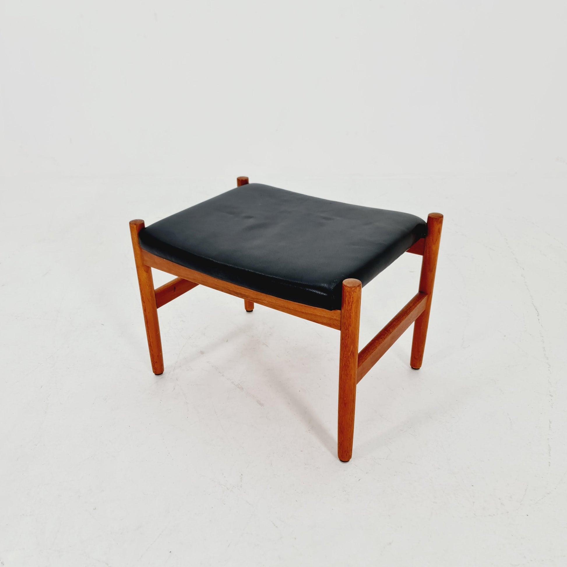Vintage Danish teak dining stool ottoman by Hugo Fradsen for spottrup , 1960s