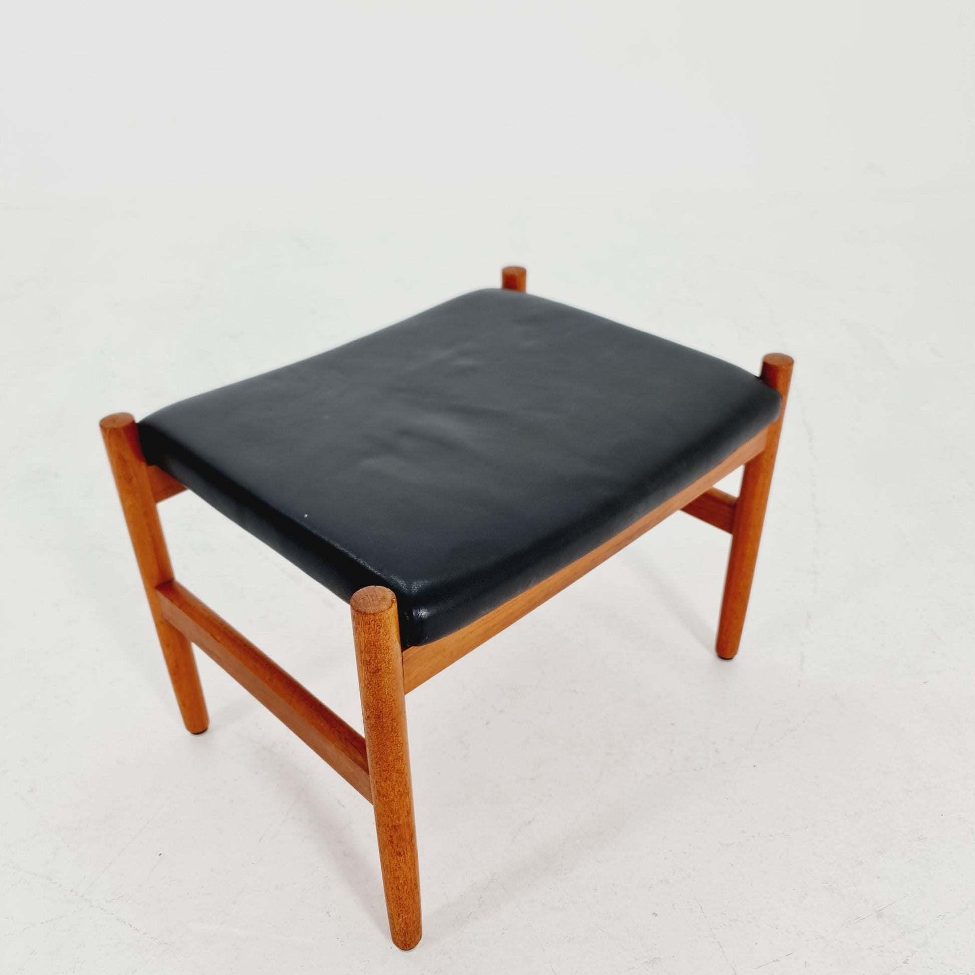 Vintage Danish teak dining stool ottoman by Hugo Fradsen for spottrup , 1960s