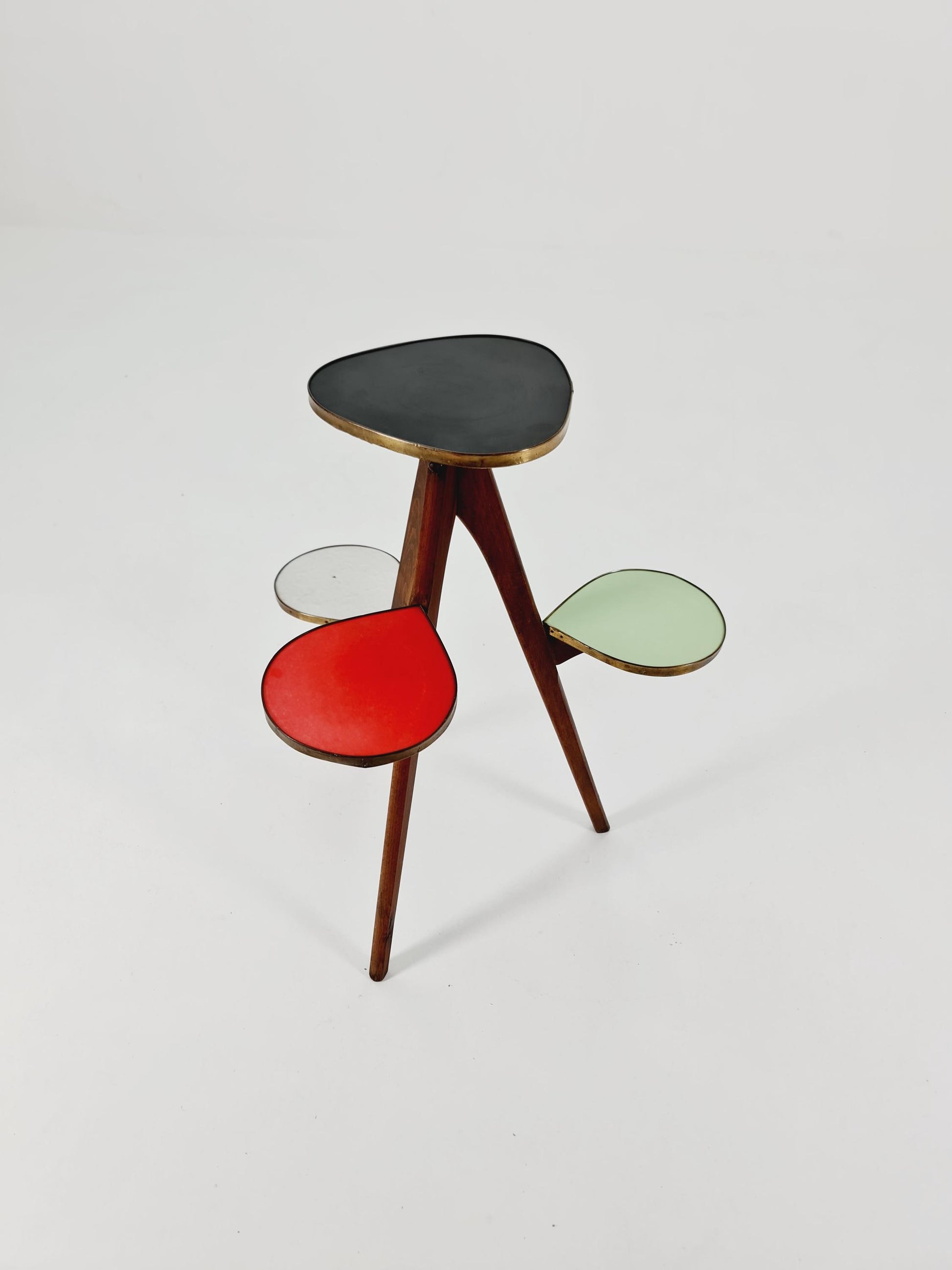 Big 1950s German Plant Stand, Colorful Vintage Mid-Century Minimalist Indoor Plant Stand Side Table Retro flower table