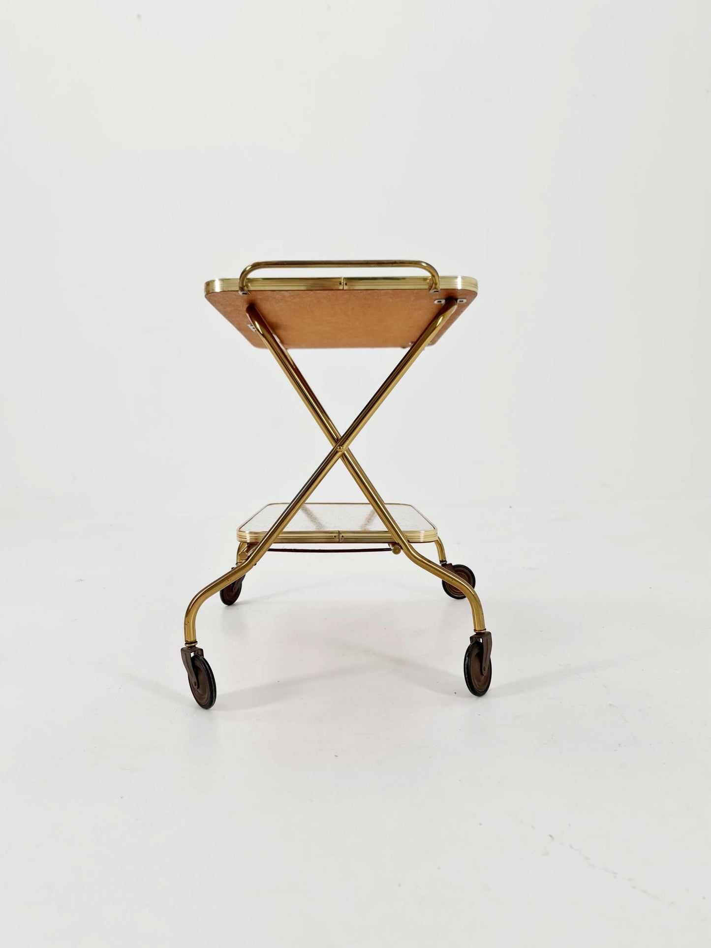 Vintage German mid century trolley bar cart in Brass 1950s