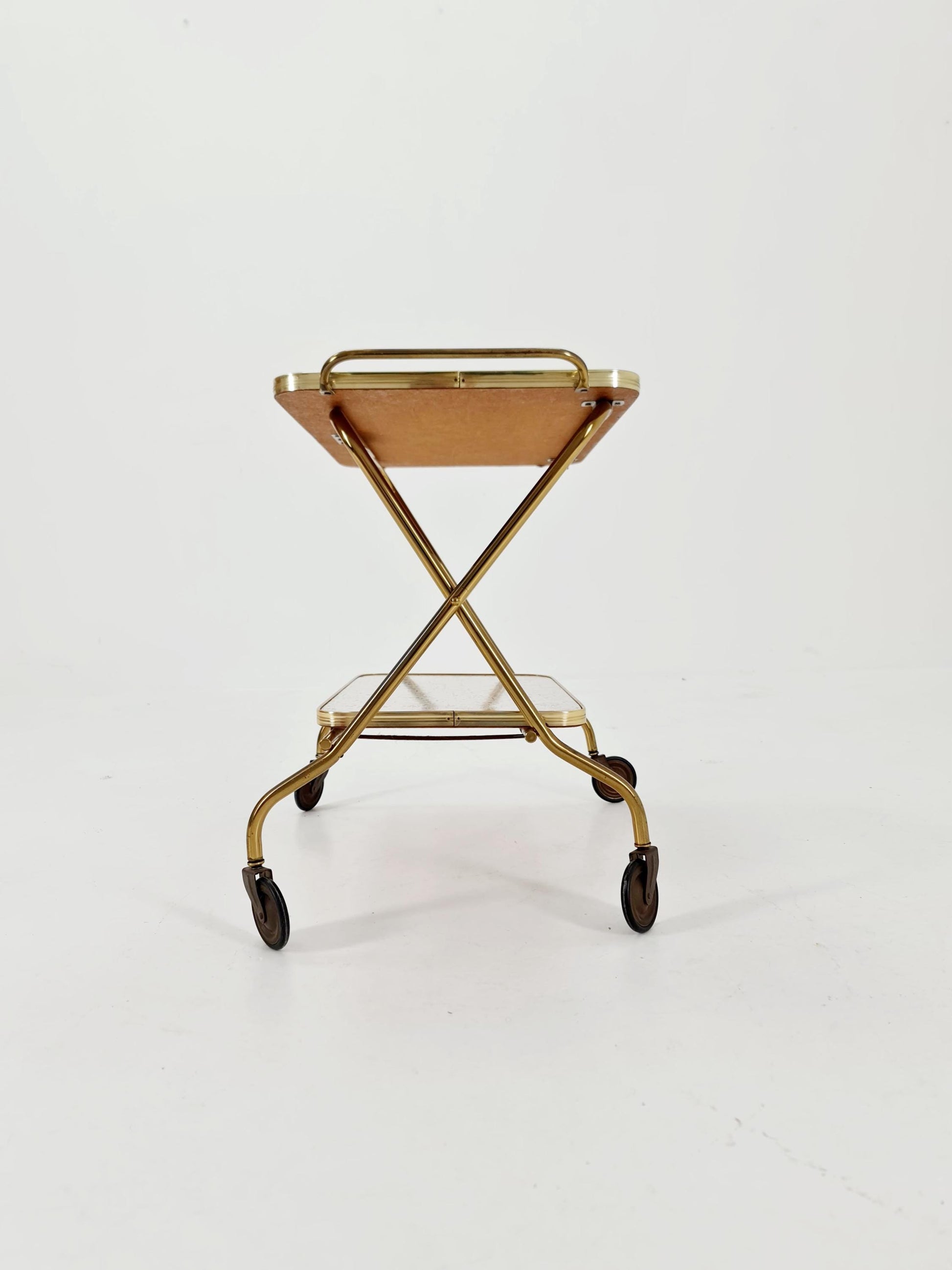 Vintage German mid century trolley bar cart in Brass 1950s