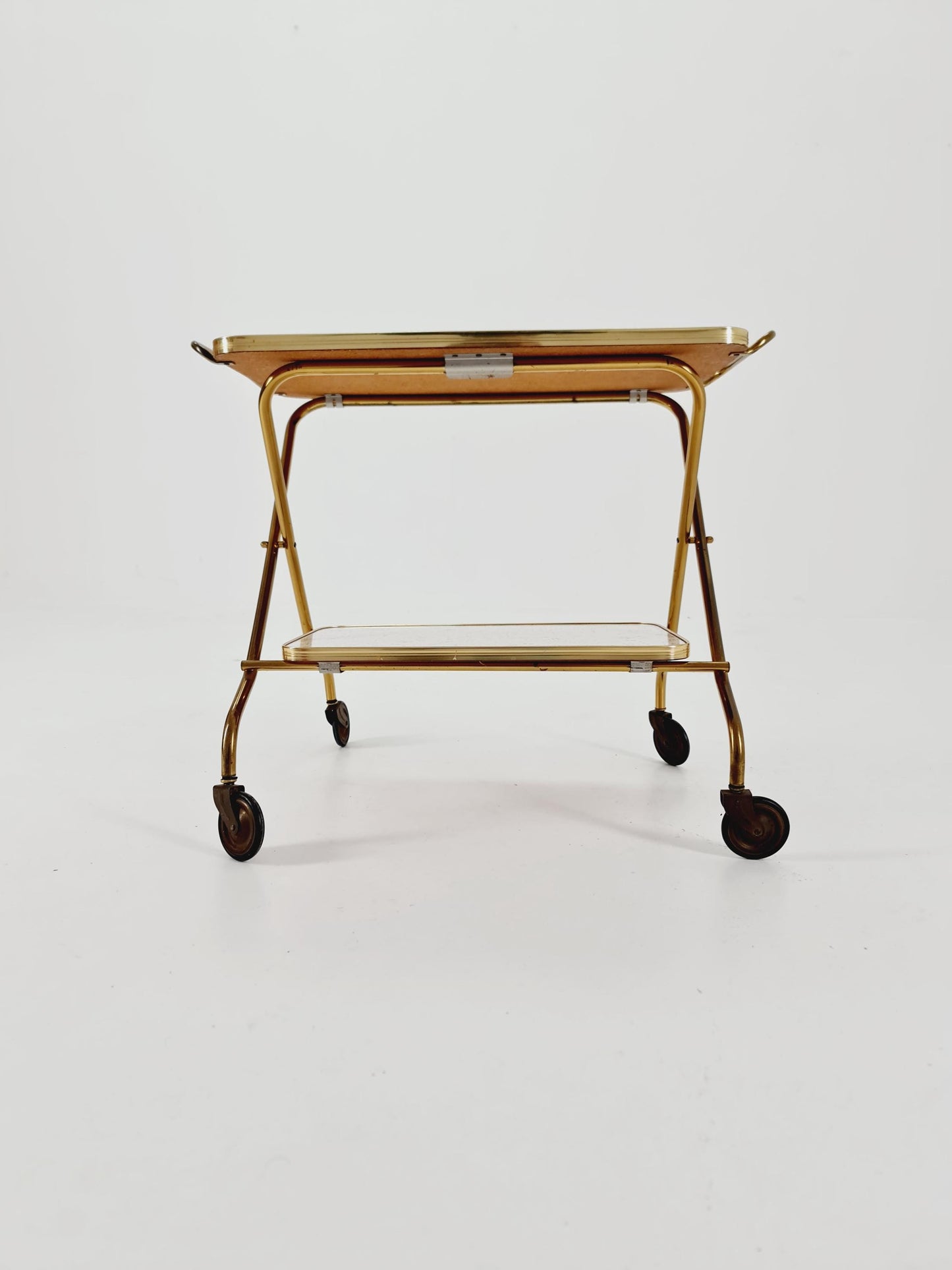 Vintage German mid century trolley bar cart in Brass 1950s