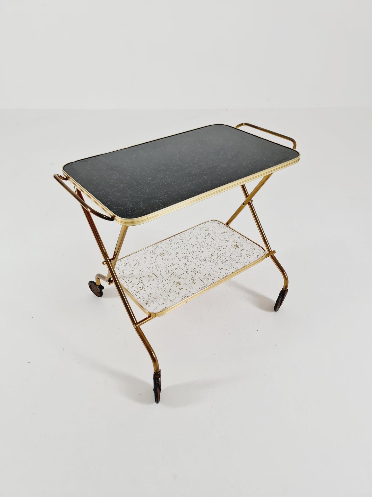Vintage German mid century trolley bar cart in Brass 1950s