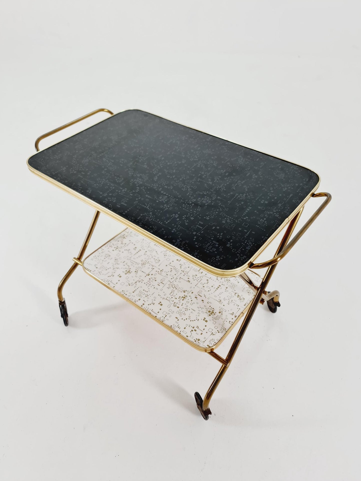 Vintage German mid century trolley bar cart in Brass 1950s
