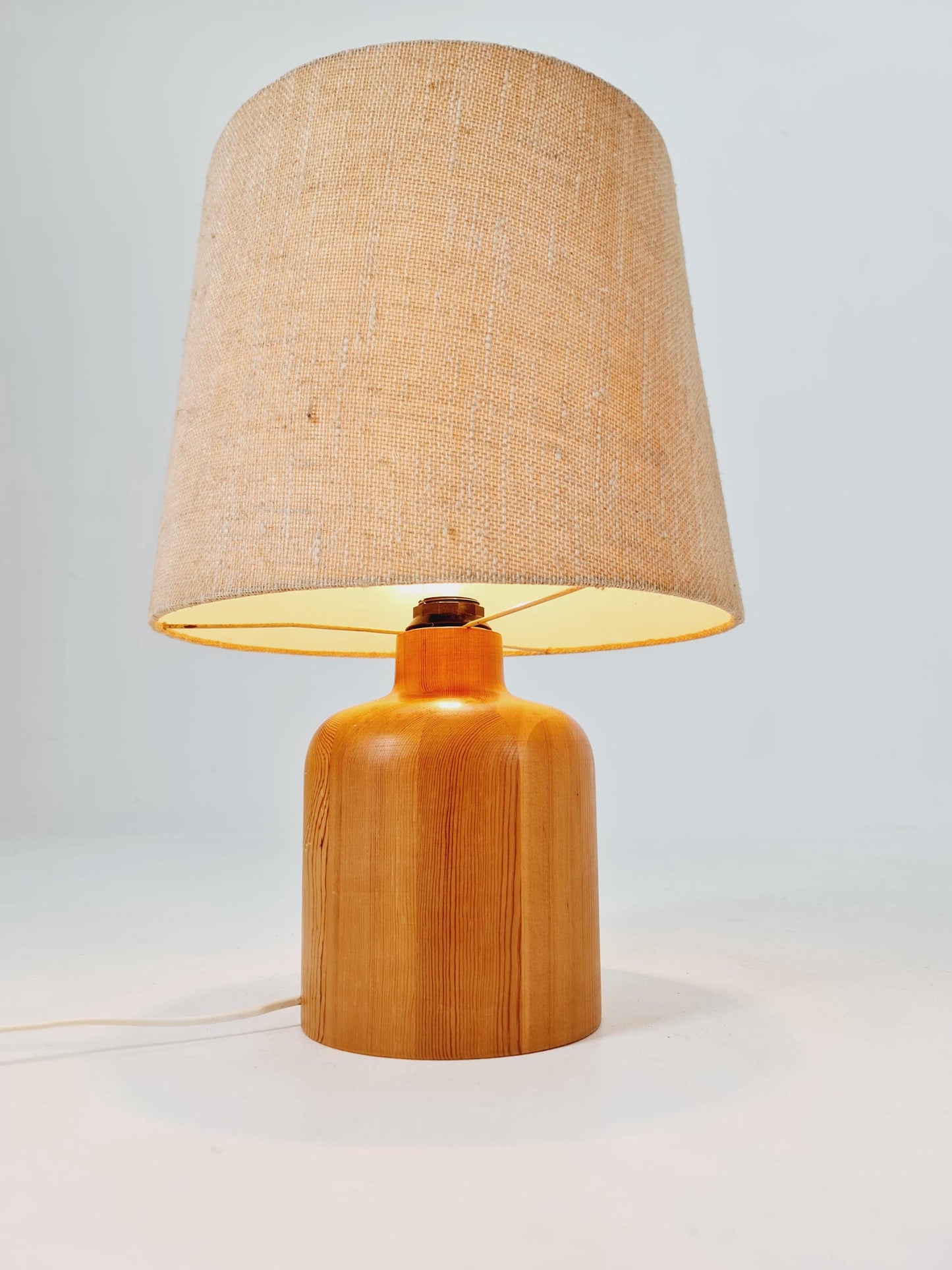 Mid century solid Pine wood table lamp by Bestorm, 1960s