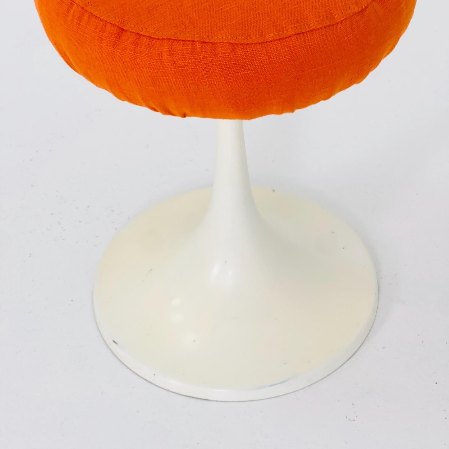 Sopac age German vintage white plastic tulip stool with orange seat, 1970s