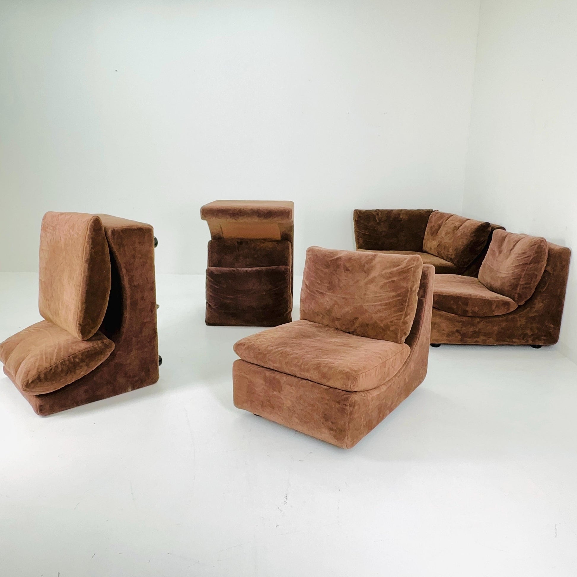 Set of 5 Mid century Walter Knoll Modular Brown Velvet Sofa , 1970s – Germany