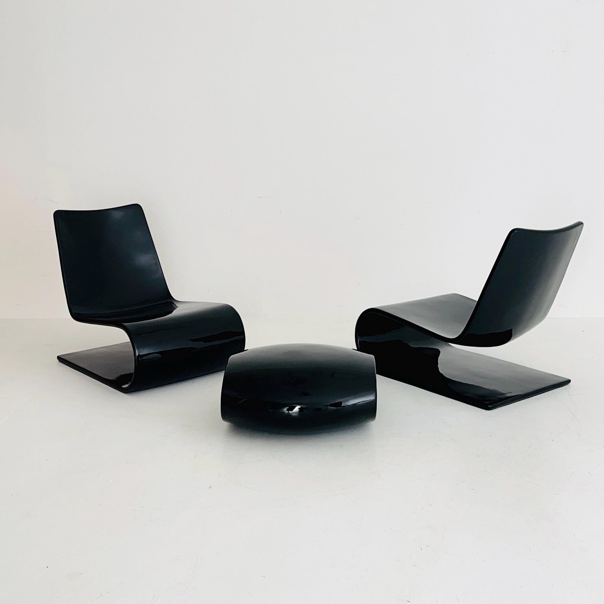 Set of 2 Chaiselongue and stool Nouvelle Vague by Christophe Pillet for Porro Italy 2000s