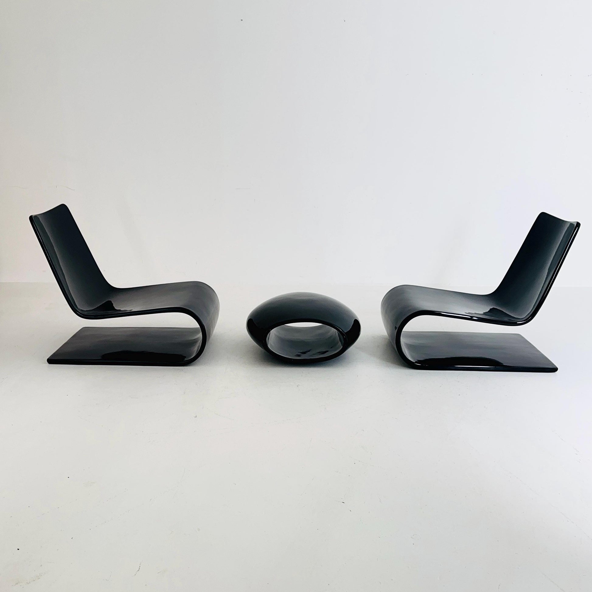 Set of 2 Chaiselongue and stool Nouvelle Vague by Christophe Pillet for Porro Italy 2000s