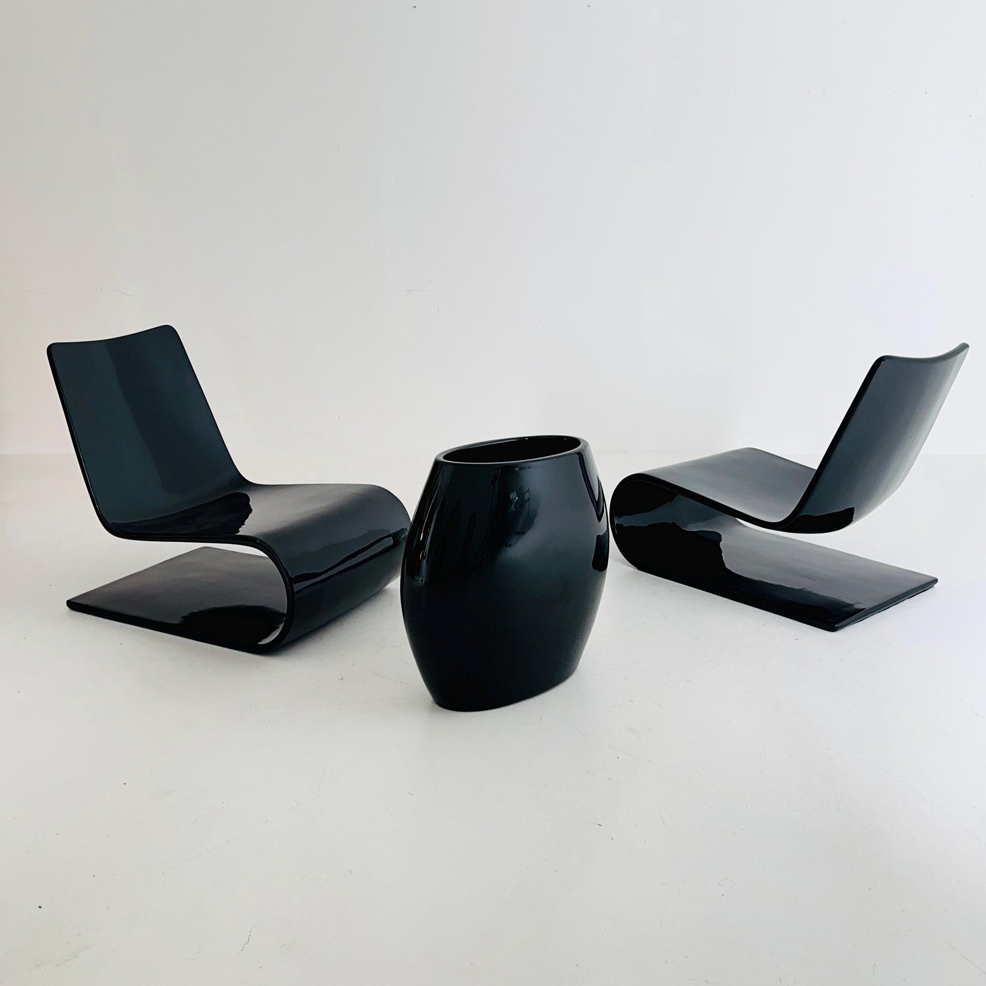 Set of 2 Chaiselongue and stool Nouvelle Vague by Christophe Pillet for Porro Italy 2000s
