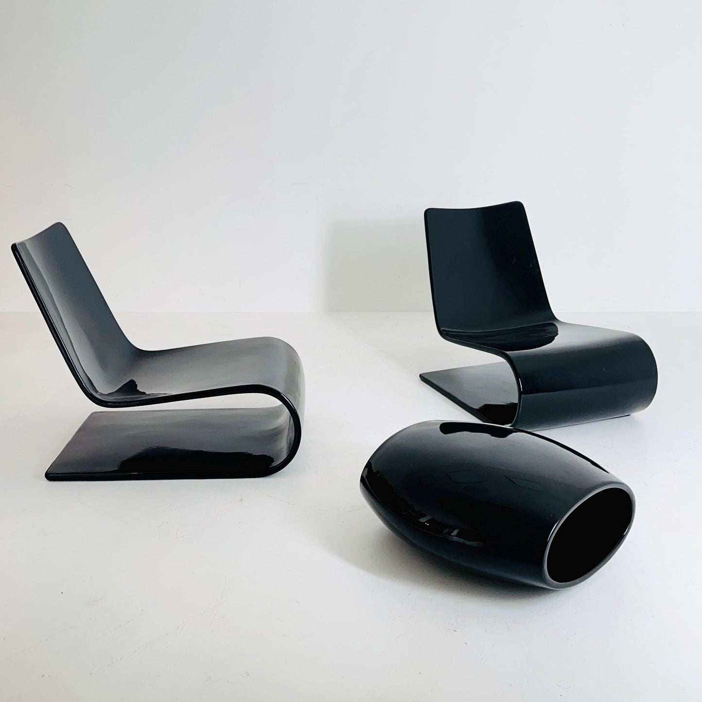 Set of 2 Chaiselongue and stool Nouvelle Vague by Christophe Pillet for Porro Italy 2000s
