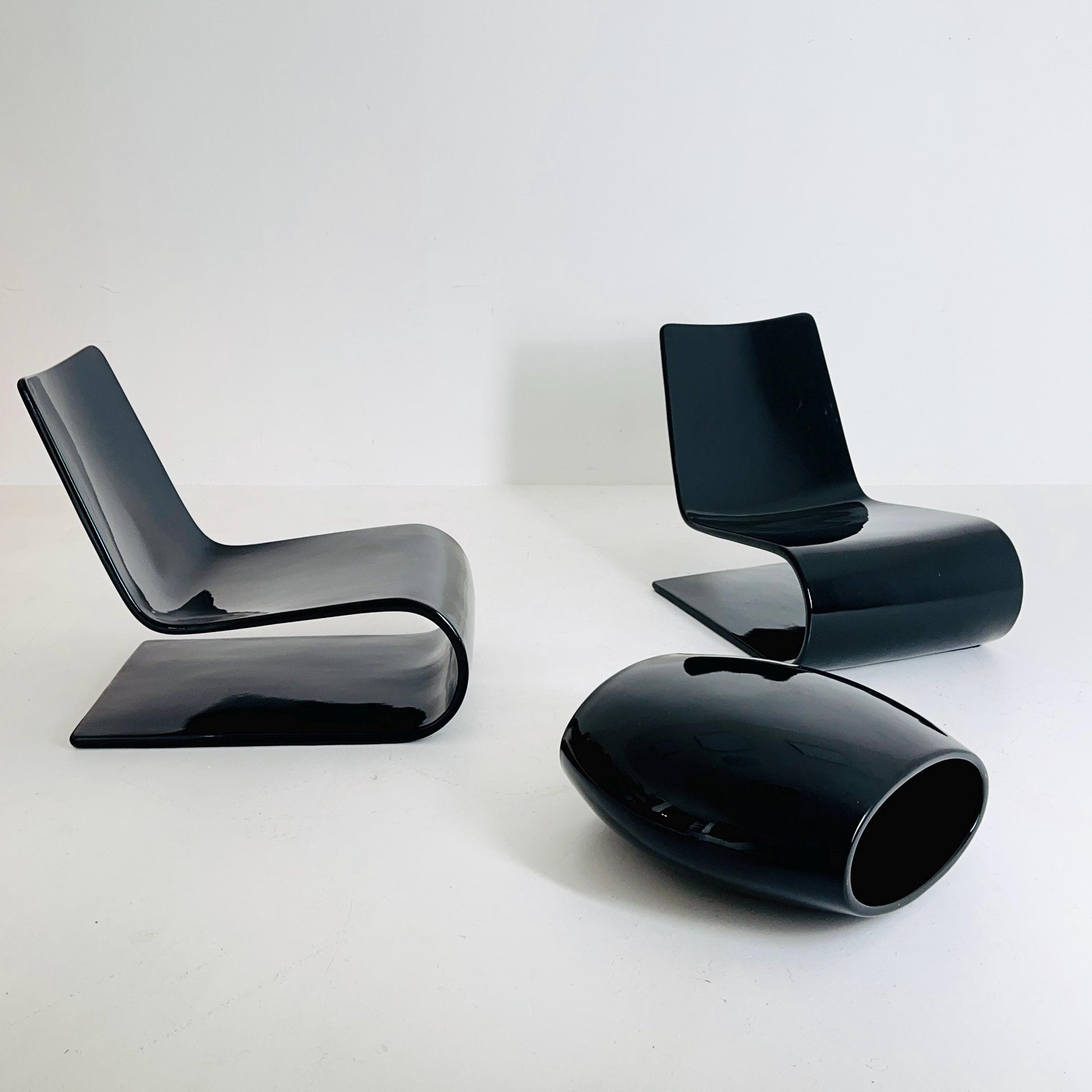 Set of 2 Chaiselongue and stool Nouvelle Vague by Christophe Pillet for Porro Italy 2000s
