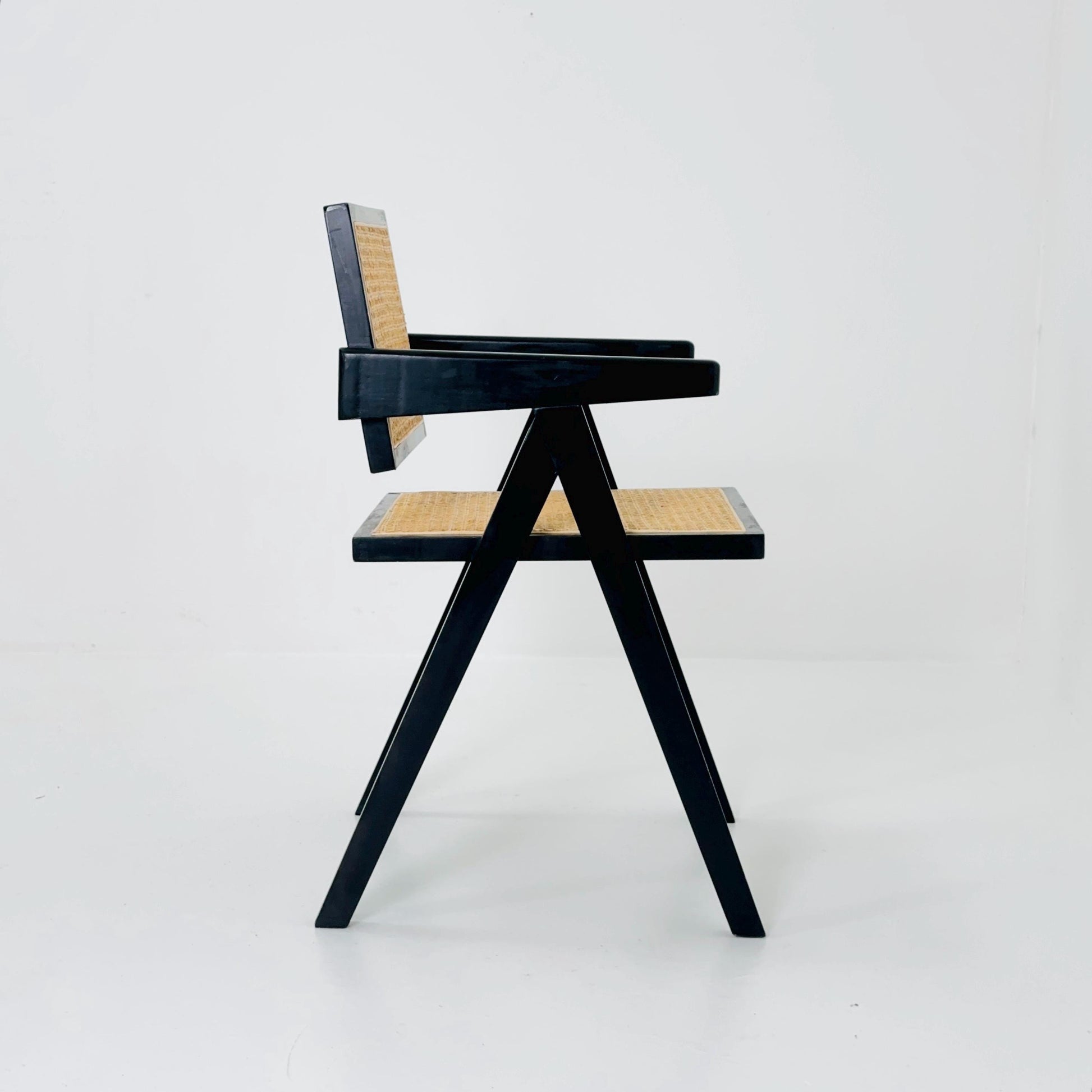 Mid century Casa Padrino Black Wood & Rattan Chair – 1990s