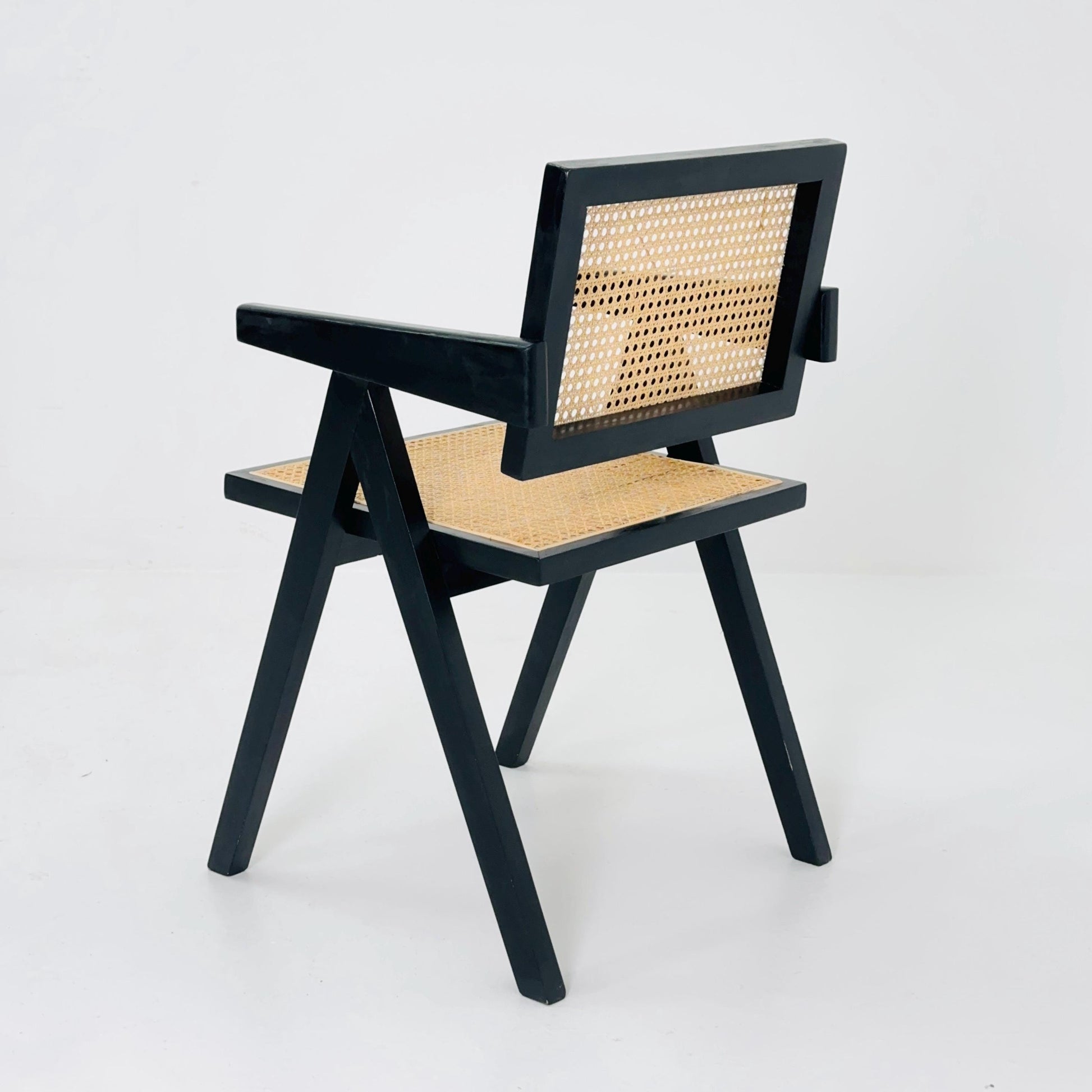 Mid century Casa Padrino Black Wood & Rattan Chair – 1990s