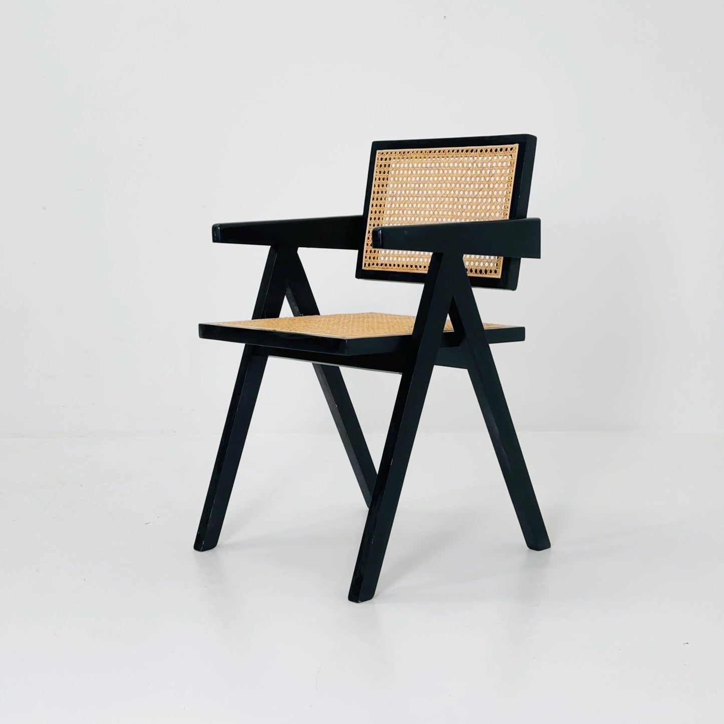 Mid century Casa Padrino Black Wood & Rattan Chair – 1990s