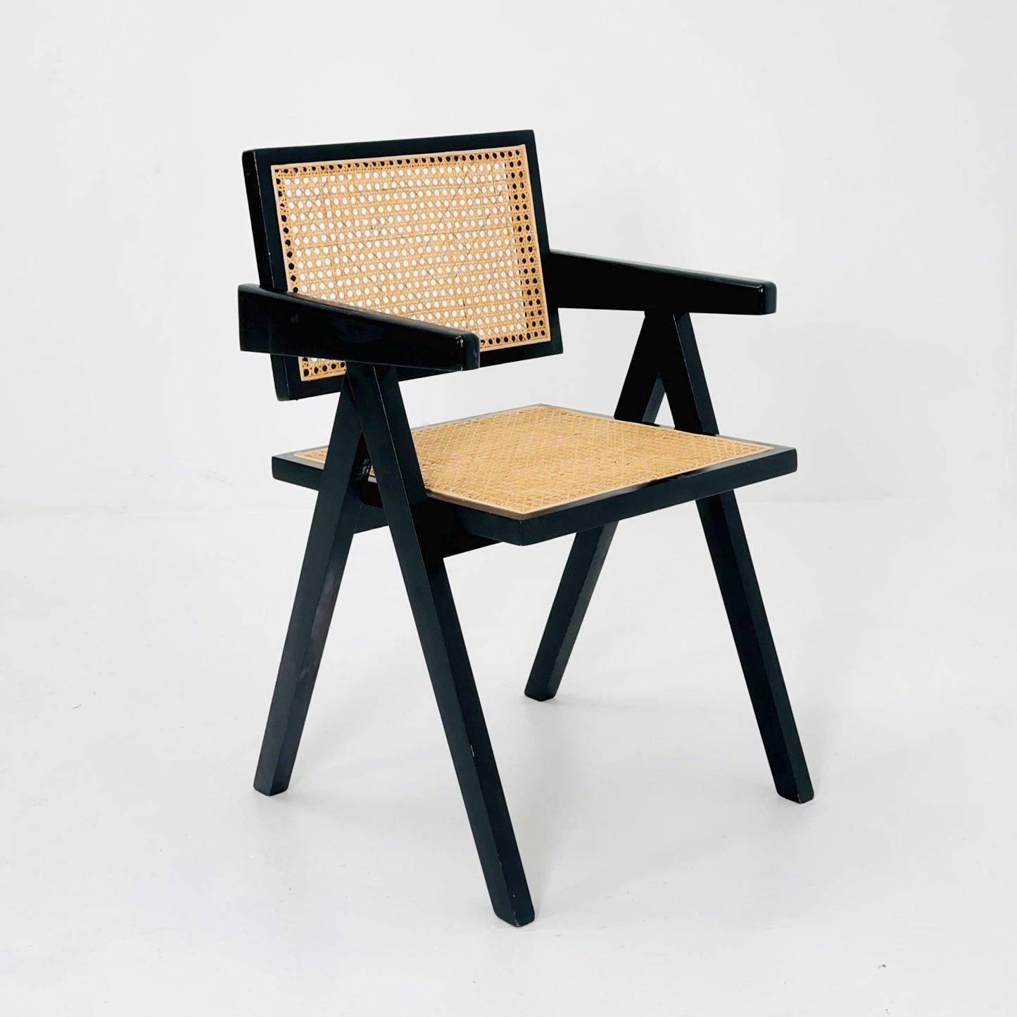 Mid century Casa Padrino Black Wood & Rattan Chair – 1990s