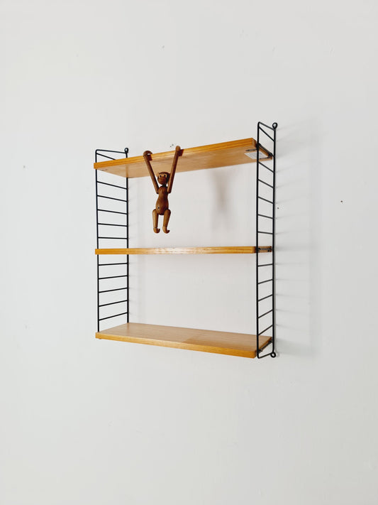 Original MCM Ash shelving system - consists of Black lacquered metal ladders, from string Stockholm 1960s