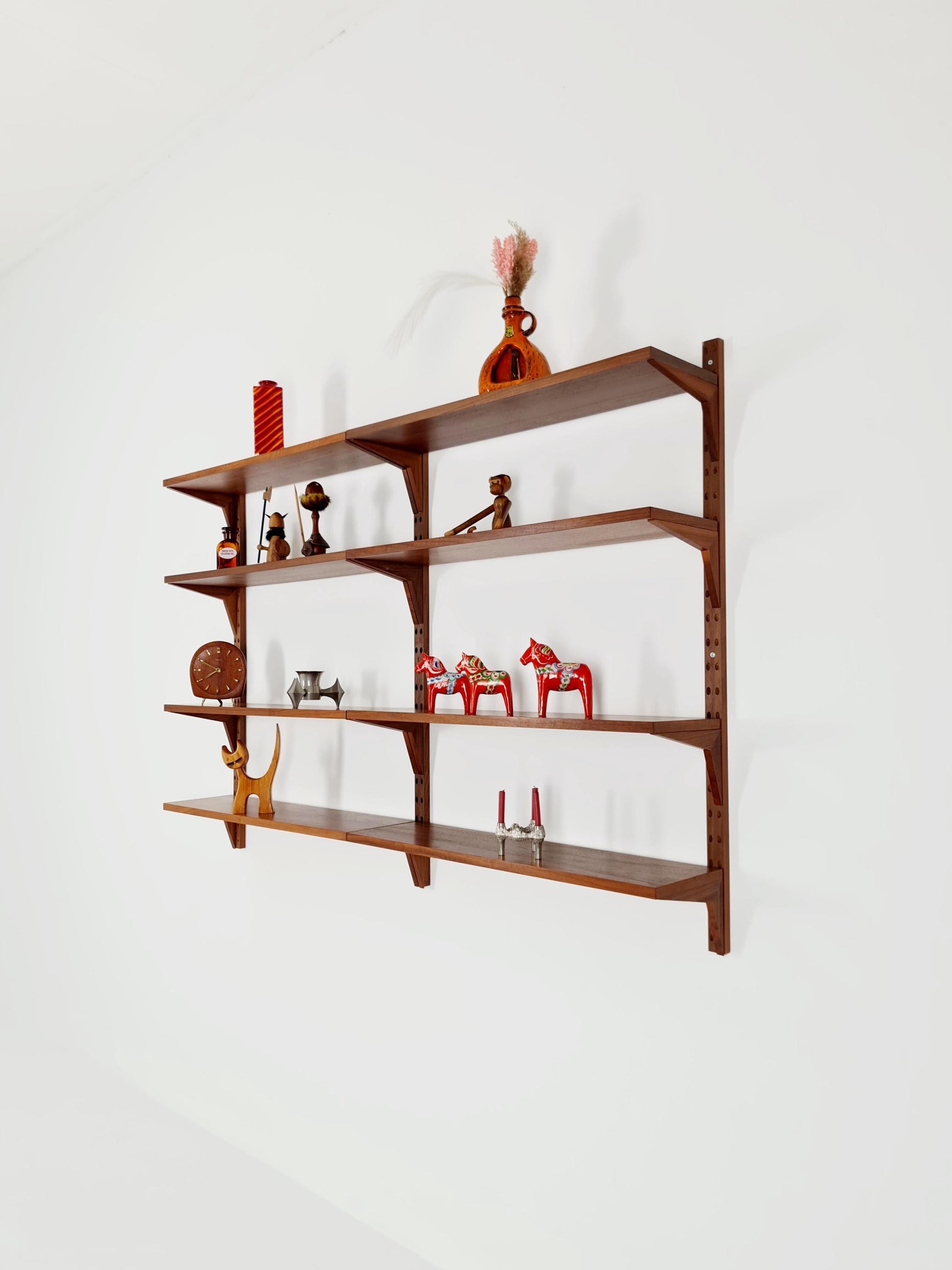 Midcentury Danish walnut Wall-Mounted Shelving Unit, by Poul Cadovius, 1960s
