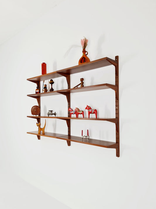 Midcentury Danish walnut Wall-Mounted Shelving Unit, by Poul Cadovius, 1960s