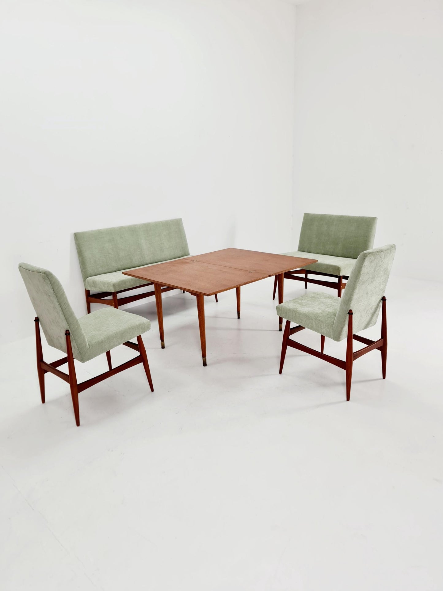 Mid-Century Modern Teak dining / Lounge Set, 1960s, Newly Upholstered, Rare Find!