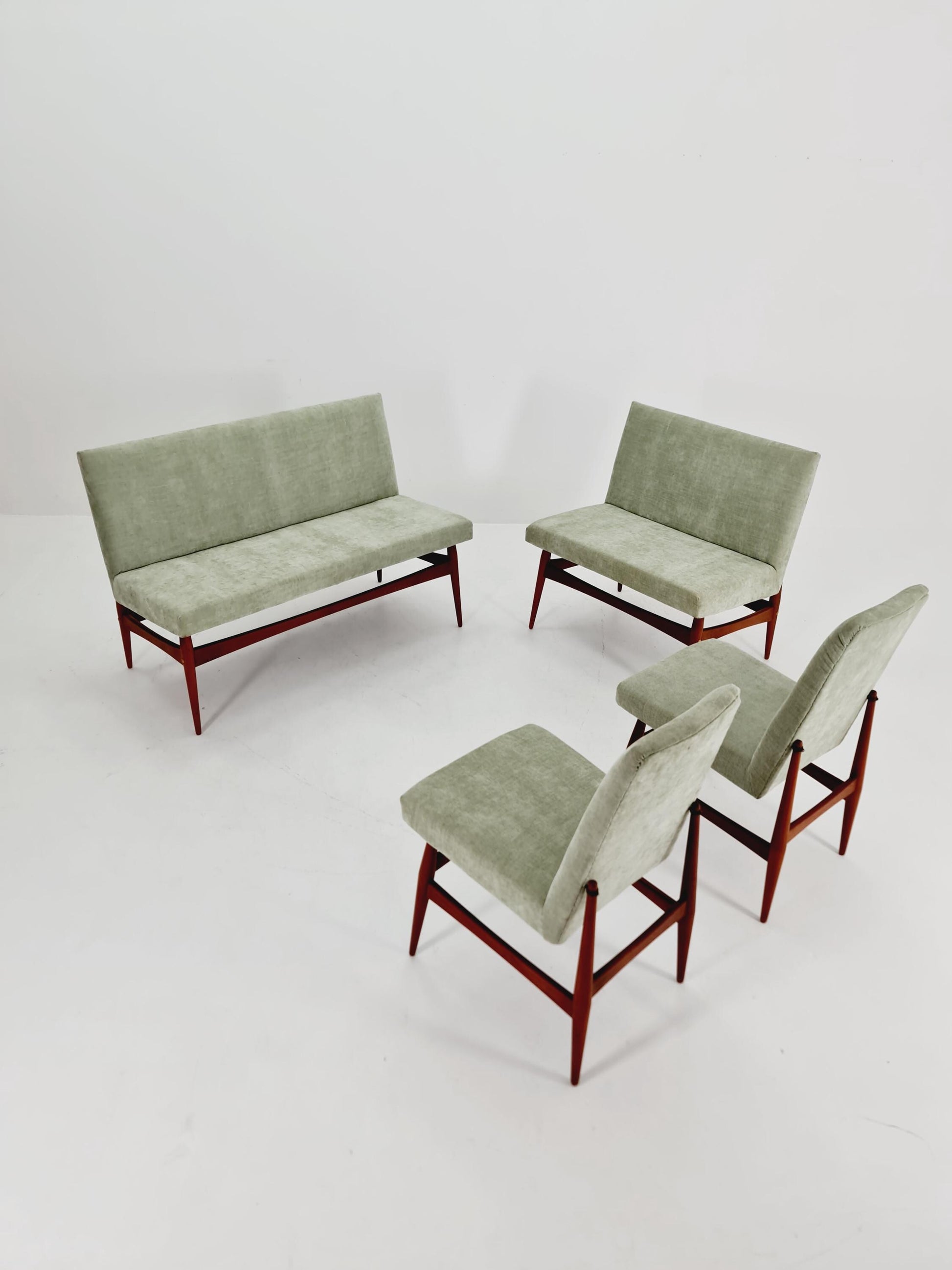 Mid-Century Modern Teak dining / Lounge Set, 1960s, Newly Upholstered, Rare Find!
