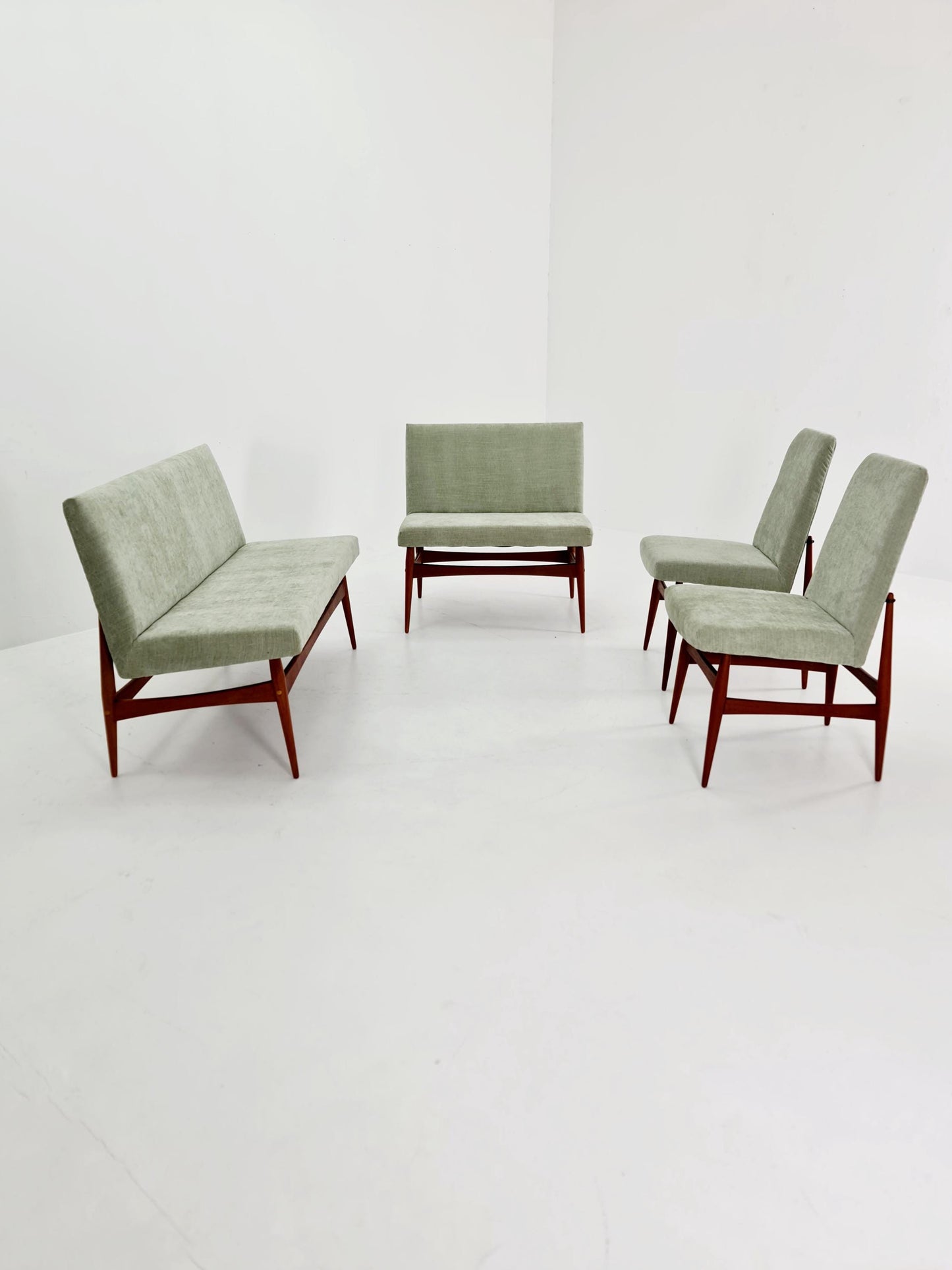 Mid-Century Modern Teak dining / Lounge Set, 1960s, Newly Upholstered, Rare Find!
