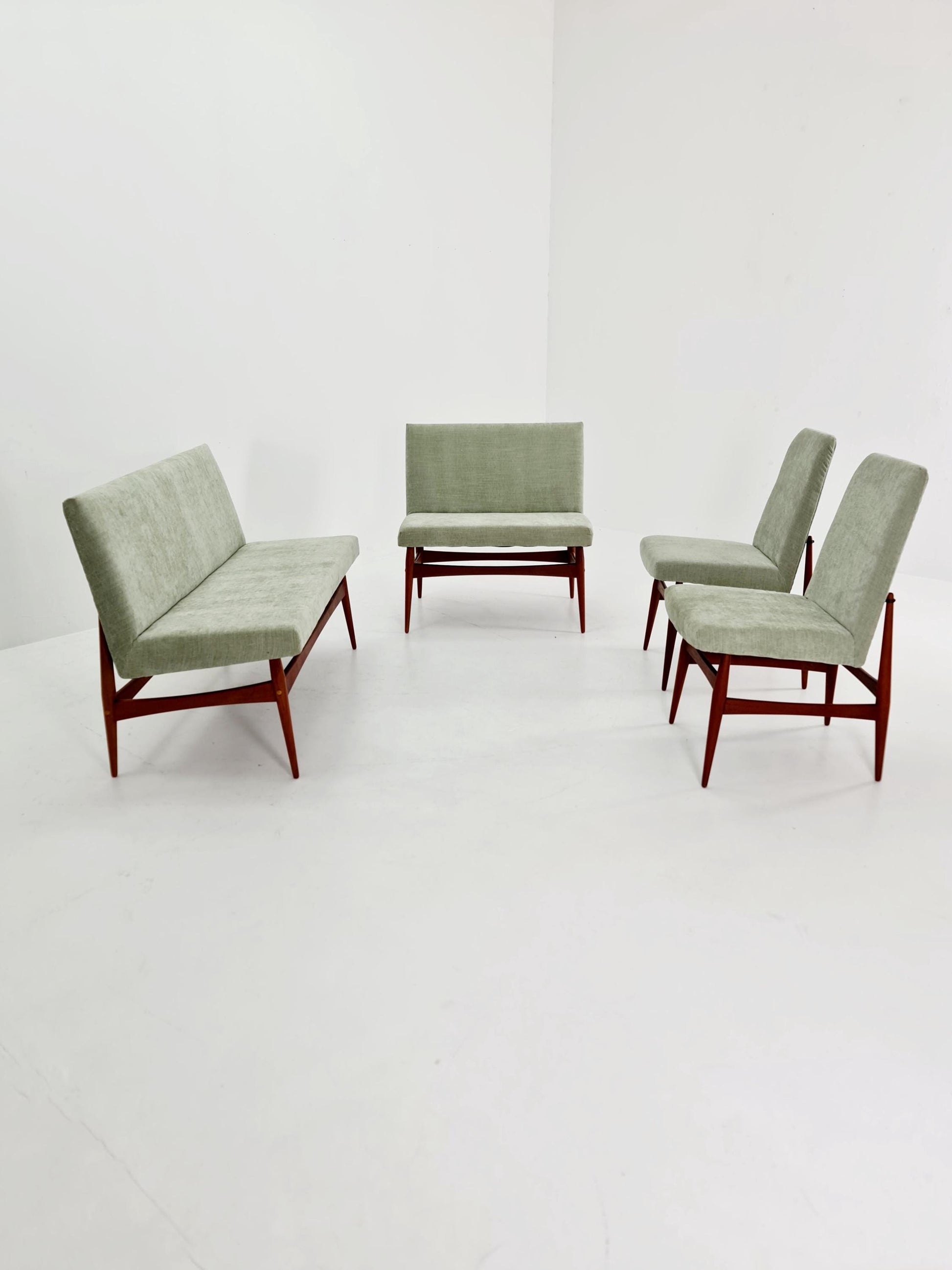 Mid-Century Modern Teak dining / Lounge Set, 1960s, Newly Upholstered, Rare Find!