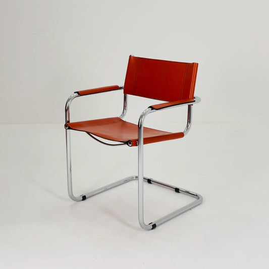 1 of 7 chairs Model MG5 Centro Studio desk chair in cognac by Mart Stam & Marcel Breuer, 1970s Fasem Italy