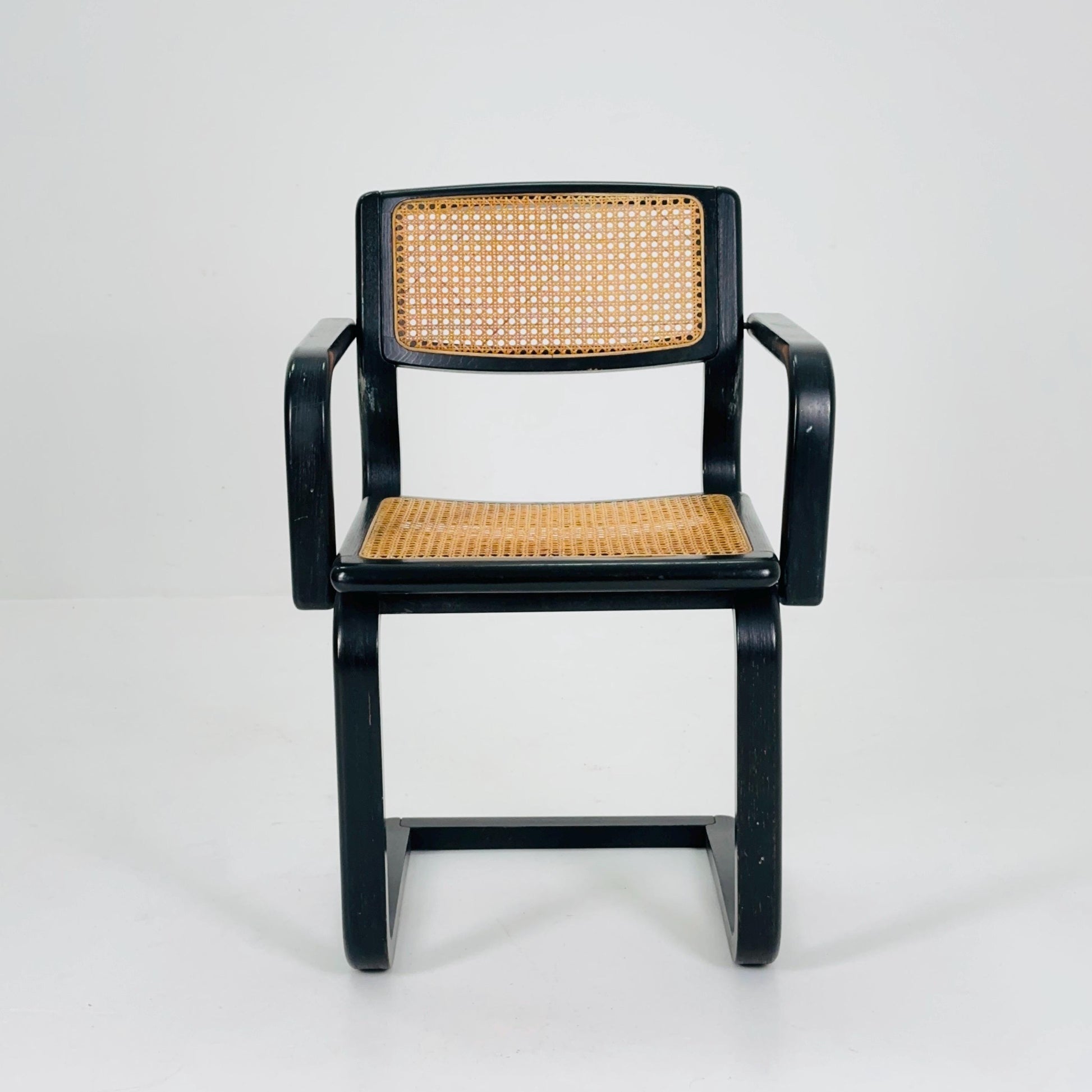 Mid century black wooden cantilever armchair, by Lubke Germany 1970s