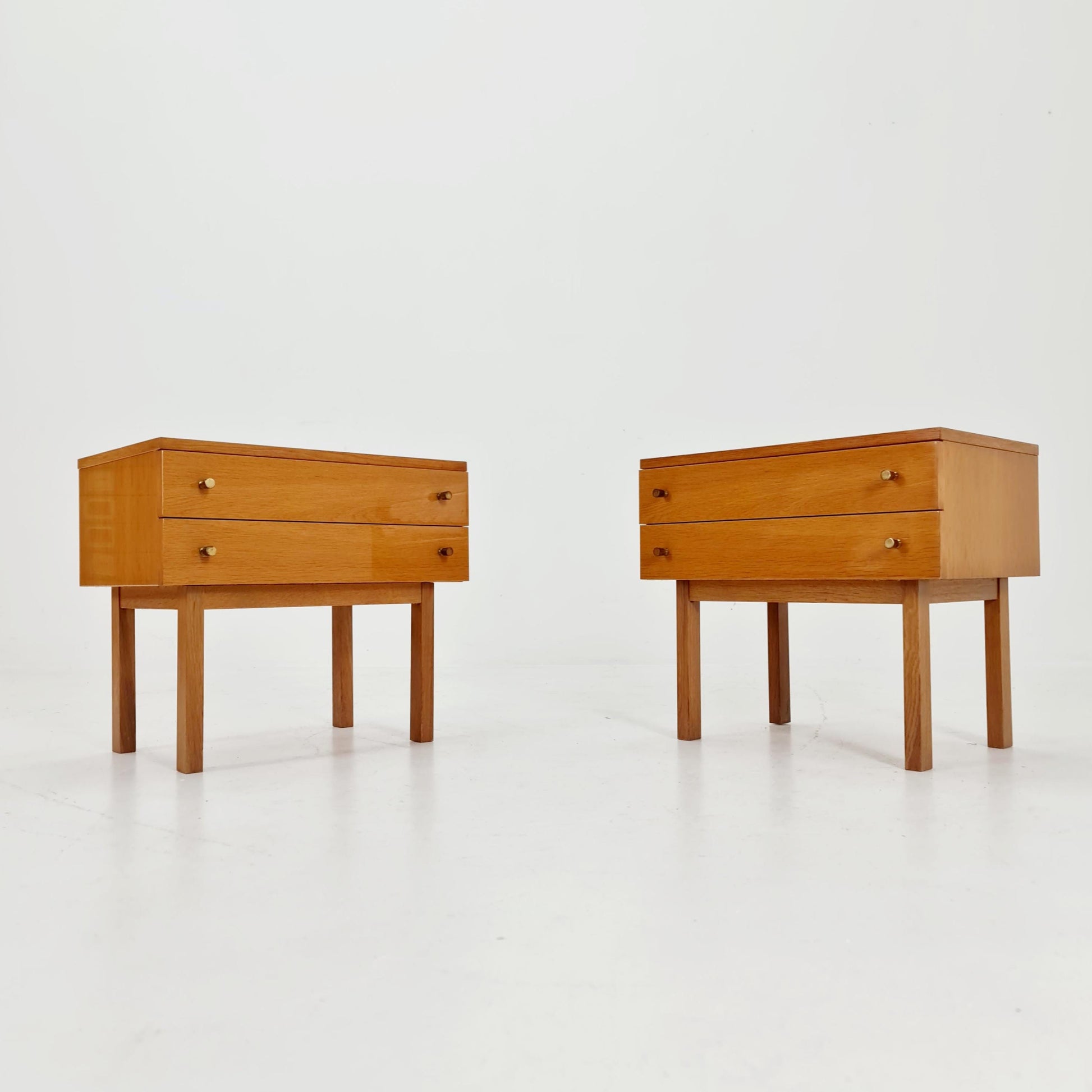 German Mid century Oak nightstands/ bedside tables BY WK Möbel , 1960s Set of 2