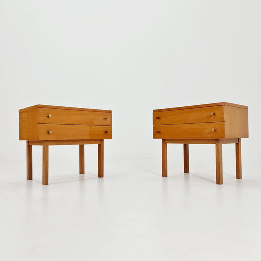 German Mid century Oak nightstands/ bedside tables BY WK Möbel , 1960s Set of 2