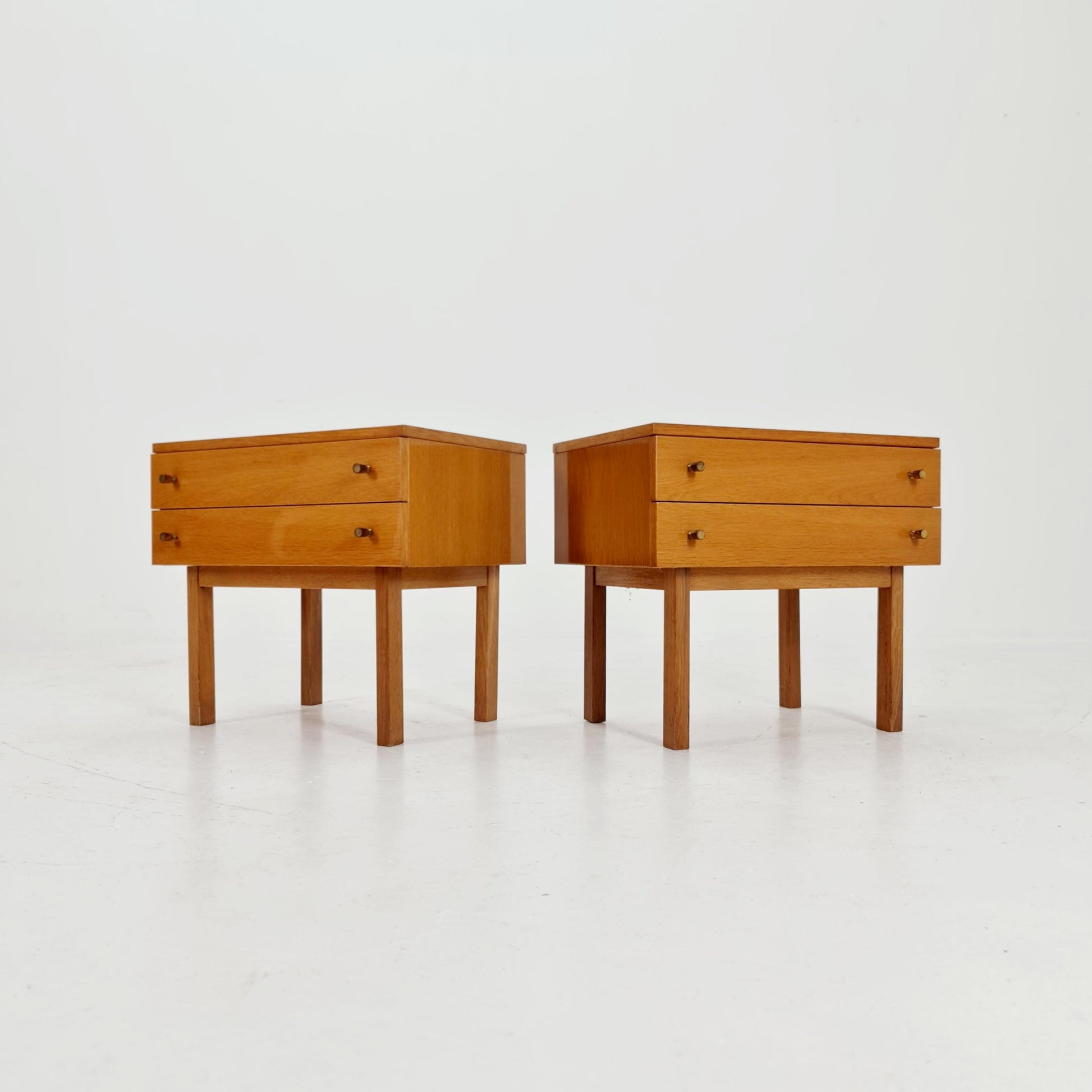 German Mid century Oak nightstands/ bedside tables BY WK Möbel , 1960s Set of 2