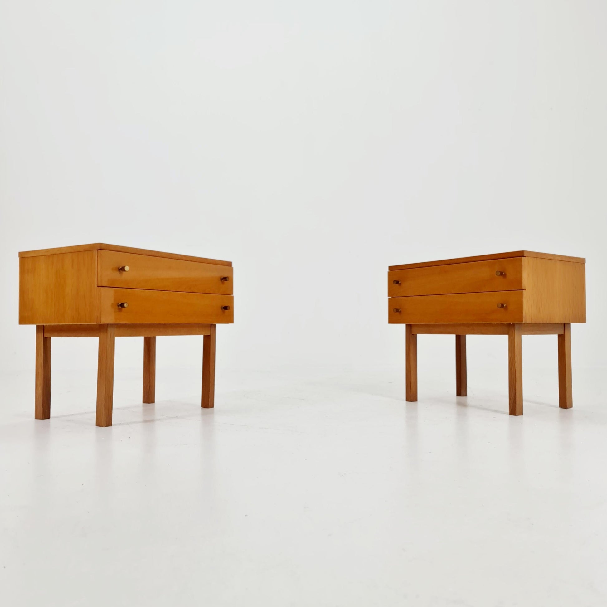 German Mid century Oak nightstands/ bedside tables BY WK Möbel , 1960s Set of 2