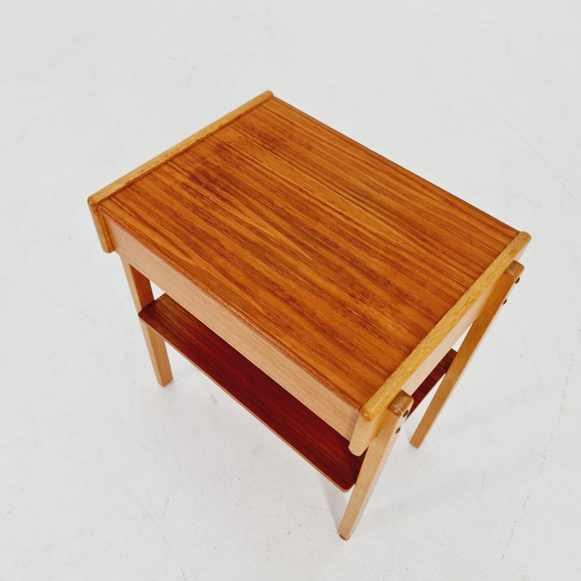 Midcentury Carlstrom & Co teak - Oak vintage side table/ bedside table/ night stand, 1960s