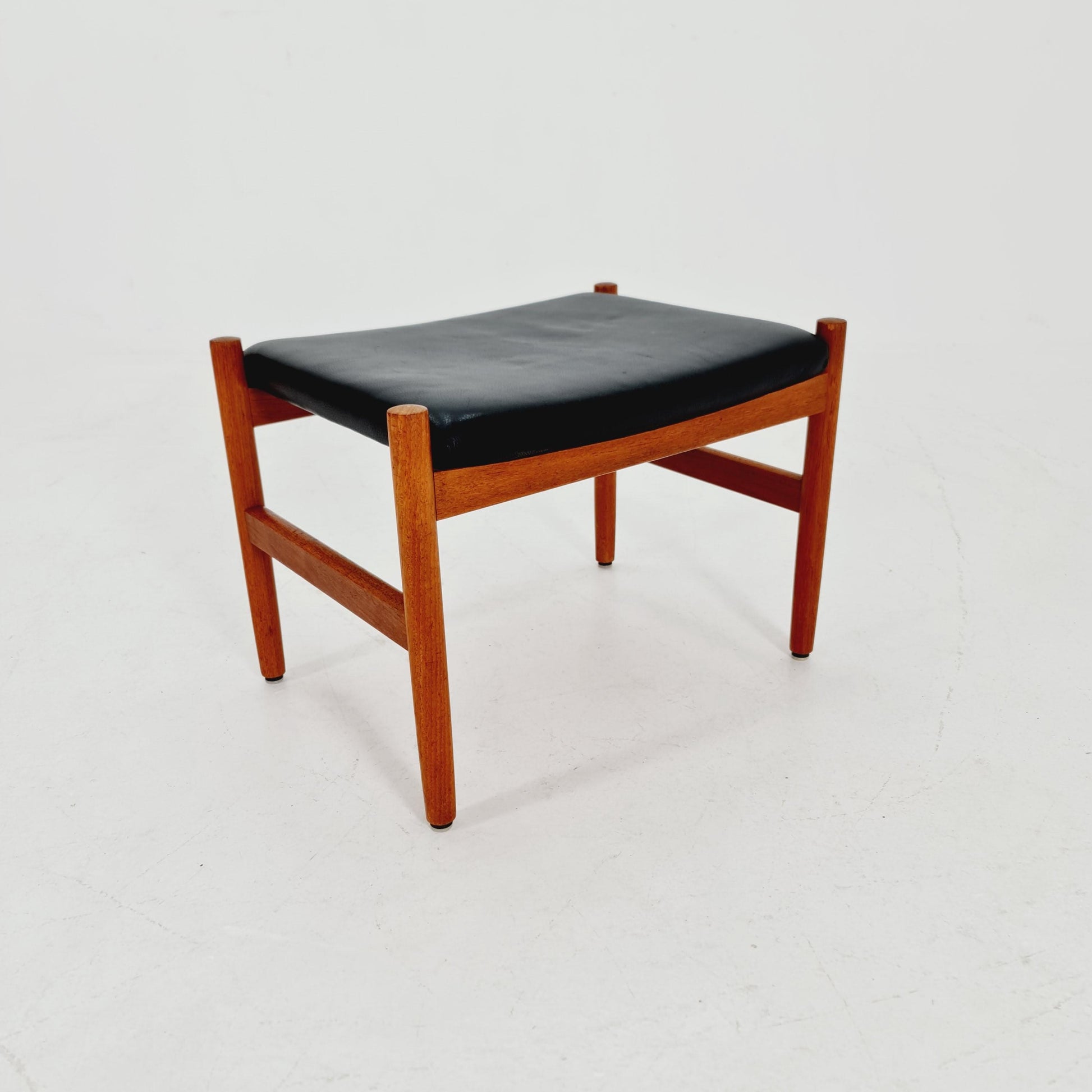Vintage Danish teak dining stool ottoman by Hugo Fradsen for spottrup , 1960s