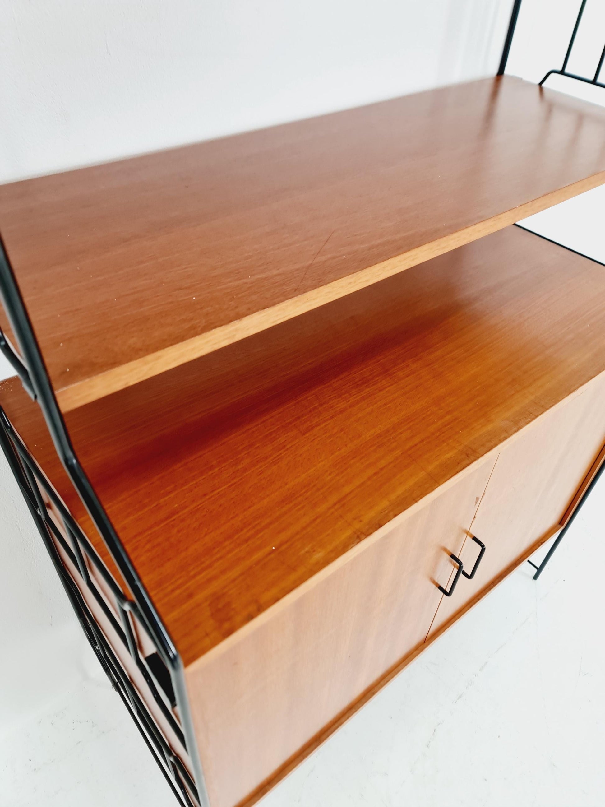 String shelf-system, bookcase with cabinet teak by WHB Germany, 1950s