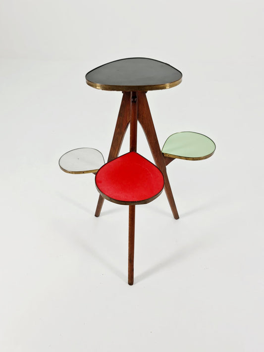 Big 1950s German Plant Stand, Colorful Vintage Mid-Century Minimalist Indoor Plant Stand Side Table Retro flower table