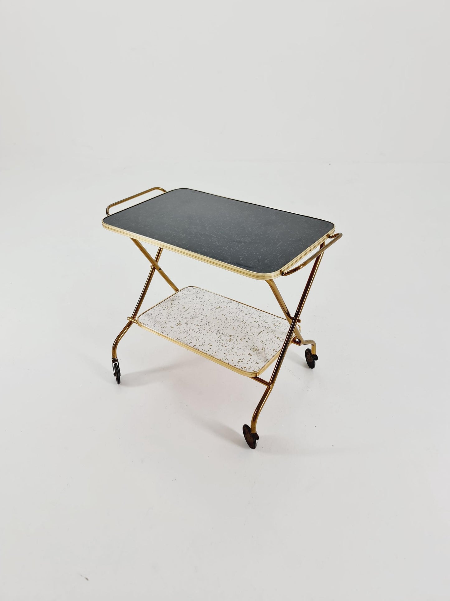 Vintage German mid century trolley bar cart in Brass 1950s