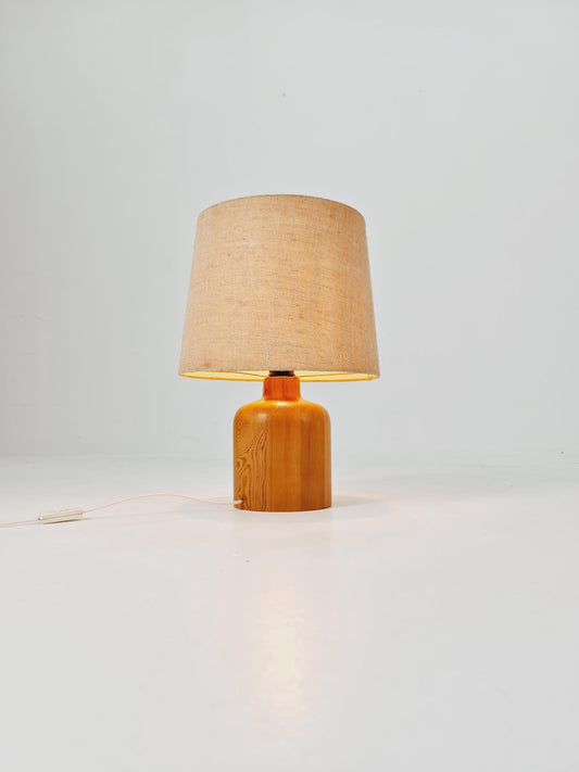 Mid century solid Pine wood table lamp by Bestorm, 1960s