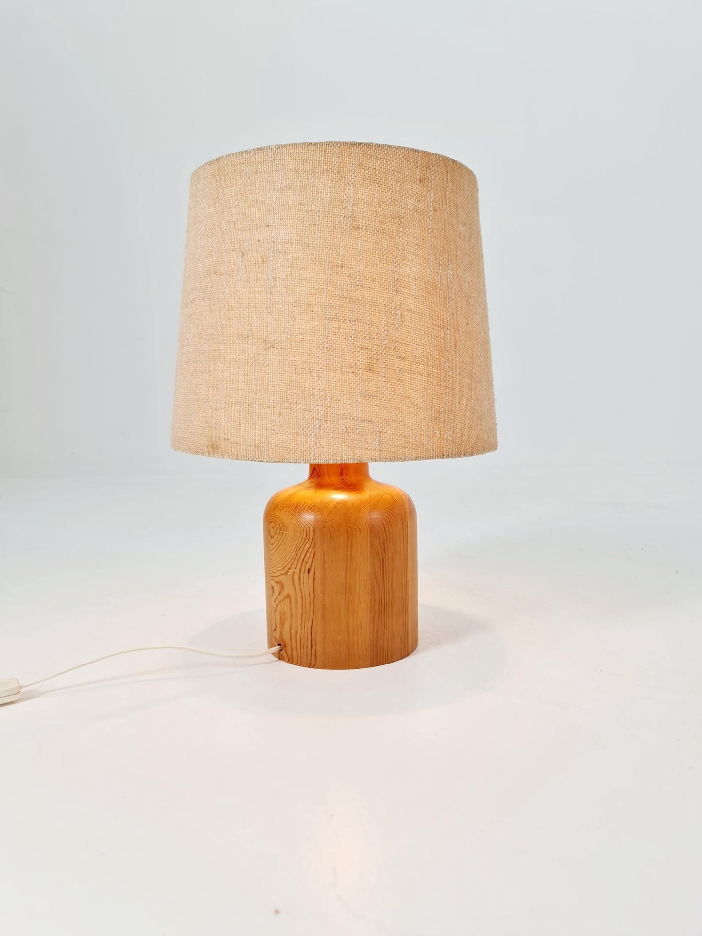 Mid century solid Pine wood table lamp by Bestorm, 1960s