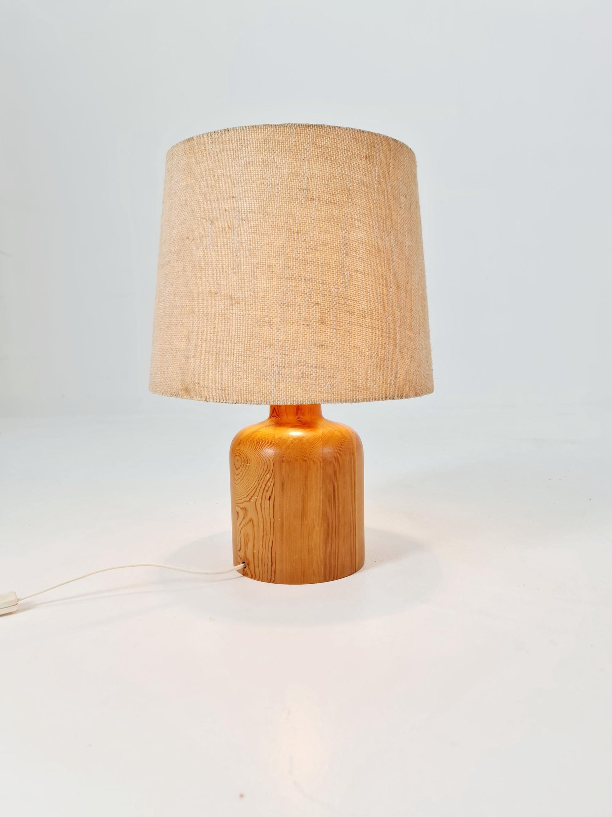 Mid century solid Pine wood table lamp by Bestorm, 1960s