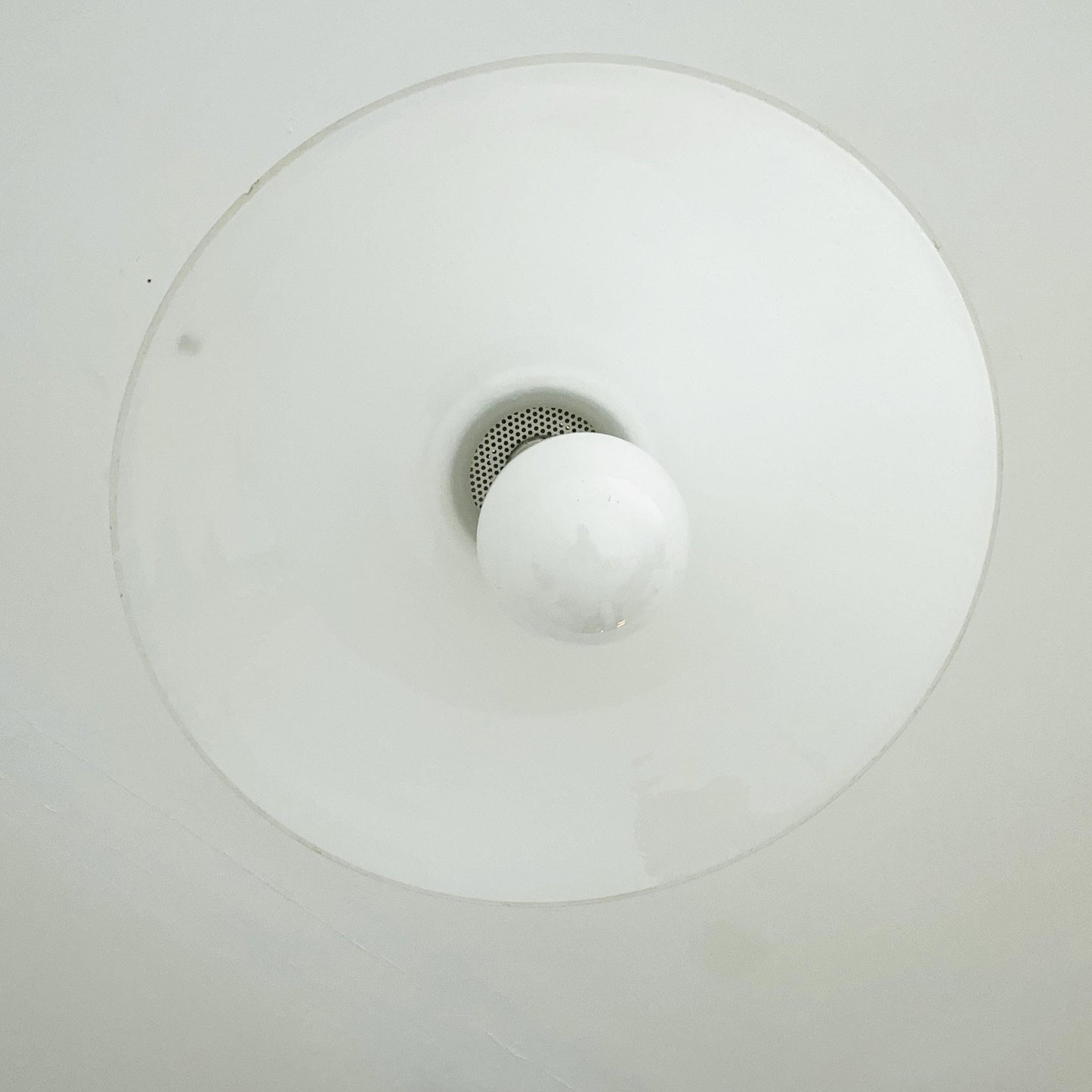 Mid century white glass hanging lamp by Peill and Putzler, Germany 1965