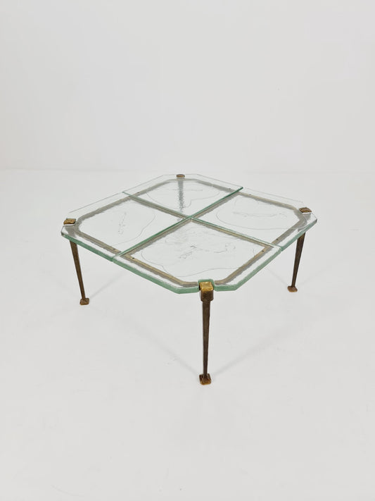 Rare vintage coffee table In Gelt bronze By Lothar Klute 60s,
