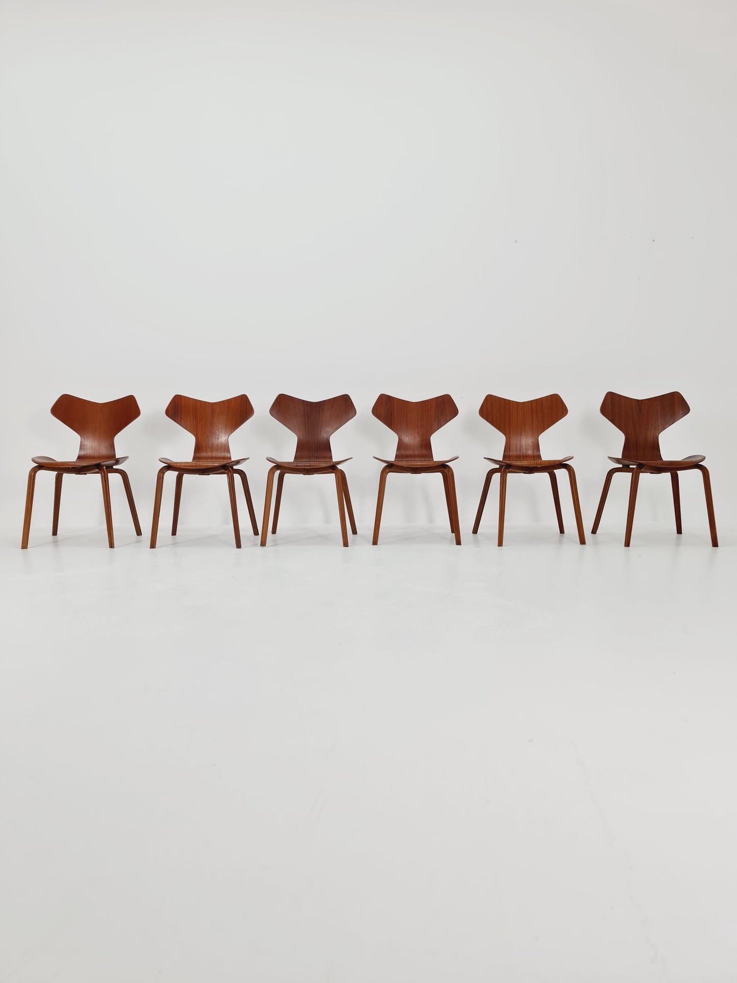 Rare Vintage Teak Dining Chairs by Arne Jacobsen for Fritz Hansen N 4130, 1950s, Set of 6